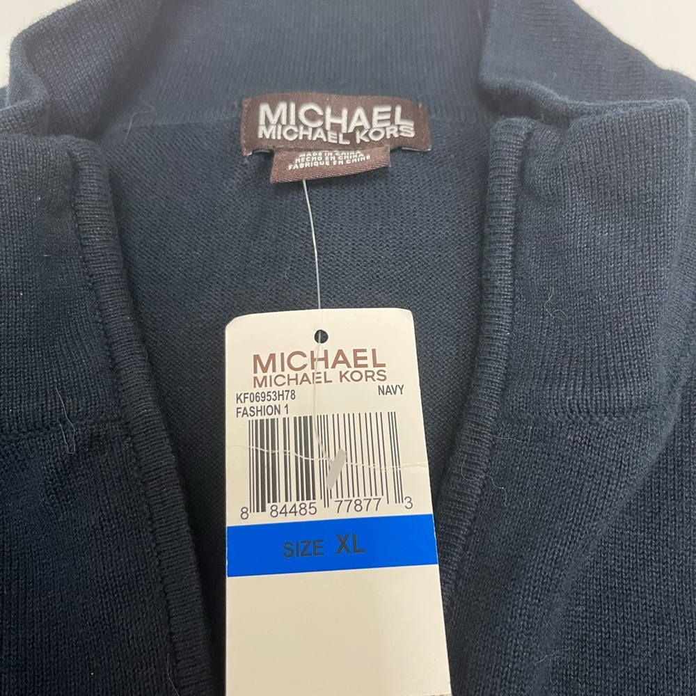 Michael Kors Men's Dark Blue Zip-Up Sweater